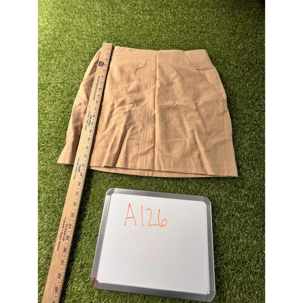 LOFT Beige Mini Skirt Size 6 Wool Blend lined Career‎ tan beige